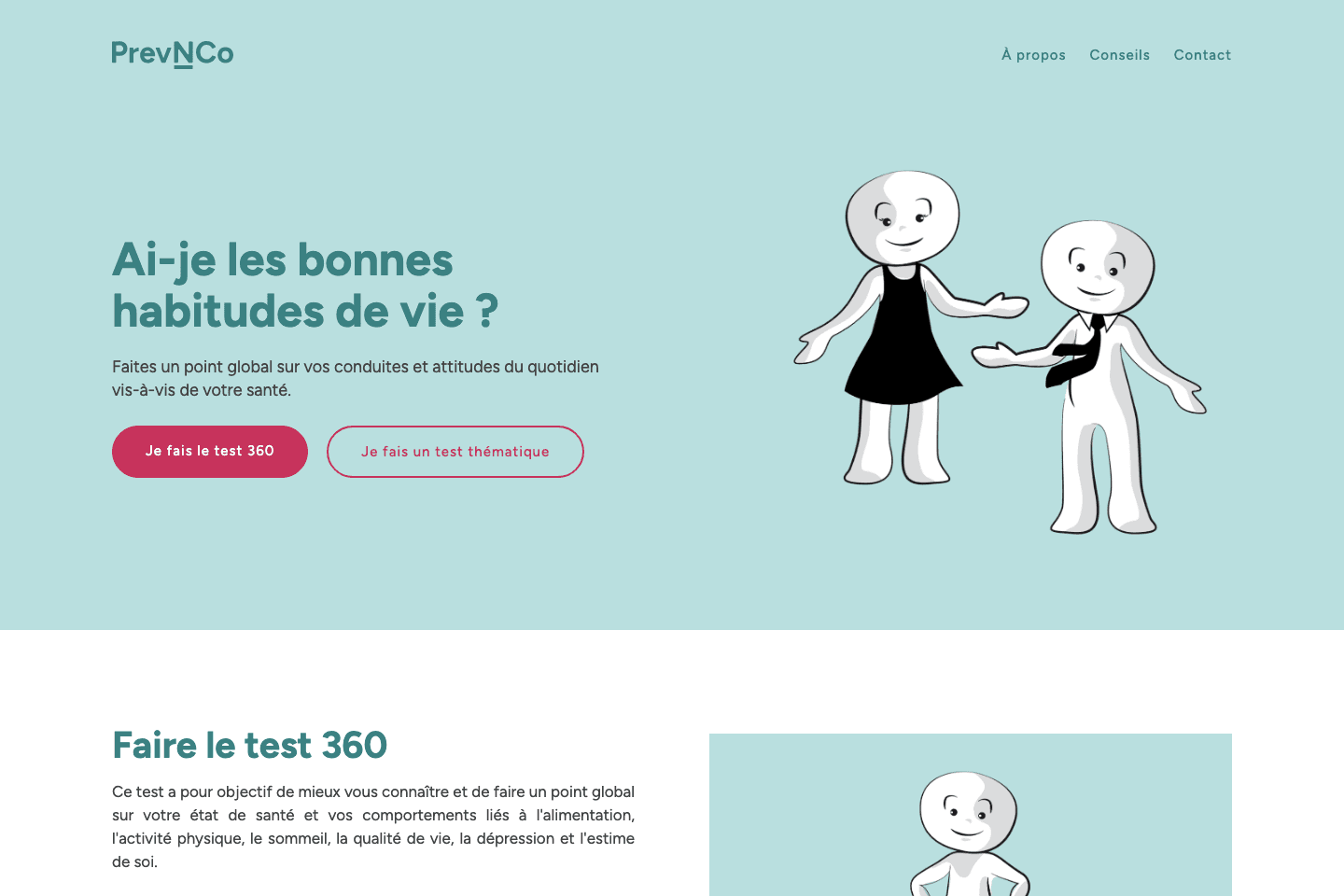 Page d’accueil de PrevNCo, plateforme de prévention conçue par Ducal
